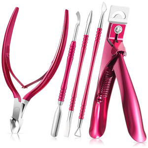 Kit de soin des ongles 5-en-1 en acier inoxydable et acrylique, coupe-ongles, coupe-cuticules, éliminateur de peaux mortes, outils de manucure professionnels - Product Image 1