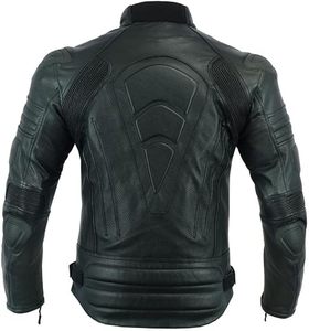Men's Black Leather <b>Motorcycle</b> <b>Jacket</b> Full Sleeve Windproof All Seasons Racing Wear - Product Image 1