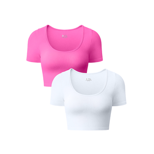 T-shirts courts pour femmes de qualité supérieure, noirs, 100% coton, coupe ajustée, manches courtes, t-shirt court d'été - Product Image 1