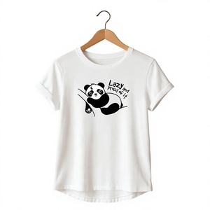 T-shirt décontracté pour femme, blanc uni, col rond, manches courtes, coupe ajustée, 100% coton jersey, toutes saisons, broderie, écologique - Product Image 4