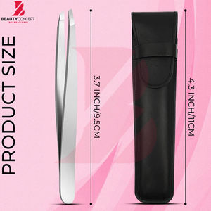 Perfectas para dar forma, pinzas de acero inoxidable con agarre antideslizante y punta inclinada para un aseo preciso y modelado de cejas. - Product Image 3