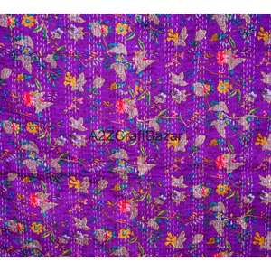 Colcha Kantha Vintage Hecha a Mano, 100% Algodón Orgánico Puro, Reversible, Ecológica, para Todas las Estaciones, para Hogar y Hotel, India - Product Image 2