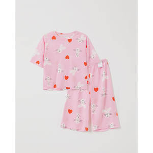 Conjunto de Pijama de Conejito con Corazón al Estilo Coreano OZKIZ para Niñas de 2 a 6 Años, Transpirable, 100% Algodón, Moda de Verano, Venta al Por Mayor - Product Image 1
