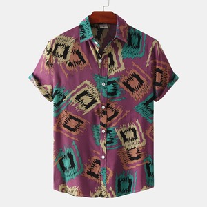 Chemise hawaïenne décontractée pour homme, légère, respirante, imprimé feuilles de palmier tropicales, chemise d'été - Product Image 2