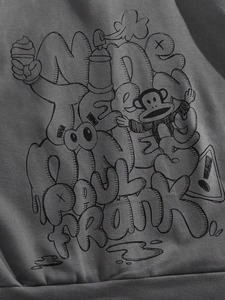 Sudadera con Capucha Unisex con Pedrería, Diseño de Mono de Dibujos Animados, Estilo Urbano Holgado, de Forro Polar Gris, para Otoño - Product Image 5