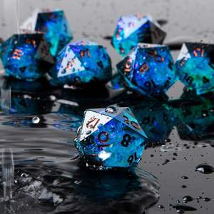 Dés à six faces bleus foncés D20 de 22 mm, dés à facettes pour <span class=keywords><strong>Dungeons</strong></span> and Dragons, dés en résine à bords tranchants, faits à la main, polyédriques, pour jeux de rôle - Product Image 2