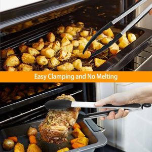 Lot de 3 pinces de cuisine antiadhésives sans BPA avec embouts en silicone, en acier inoxydable, pour barbecue, cuisson et grillades, ustensiles de cuisine verrouillables - Product Image 6