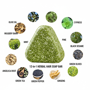 Champú en Barra Vegano Artesanal de Hoja de Platycladus con 12 Hierbas Genuinas para Control de Grasa y Eliminación de Caspa, Etiquetado Privado - Product Image 1