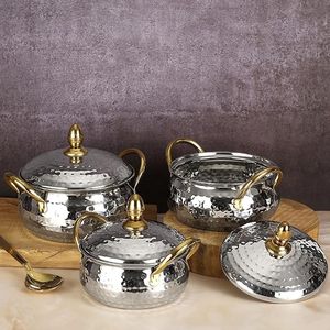 Juego de recipientes de acero inoxidable con asas, tapas aptas para alimentos, cuencos premium para cocinar y servir, diseño moderno, aptos para lavavajillas y horno, cacerola - Product Image 6