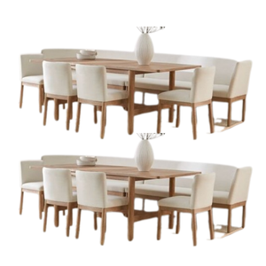 Juego de comedor de madera de teca de diseño de lujo moderno Juego de restaurante con muchas sillas Precio al por mayor Muebles - Product Image 2