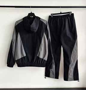 Pink Black Two Piece Men's Summer Outerwear <b>Set</b> Hooded Windbreaker Jacket Shorts Breathable Quick Dry Casual Sports Color - Product Image 4