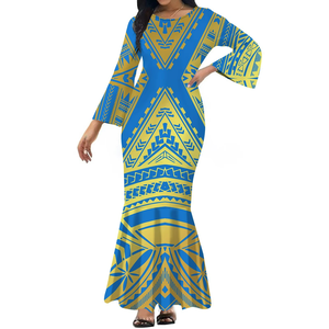 Venta Directa de Fábrica, Vestido Largo Informal para Mujer, Diseño Hawaiano, Estampado Polinesio, Talla Grande 5XL, Vestido de Alta Calidad con Mangas Acampanadas - Product Image 2
