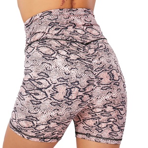 Personlalize Gym Fitness Sets Sublimation Snake Print Workout High Waist <b>Tummy</b> <b>Control</b> Women Sublimation Booty Shorts - Product Image 6