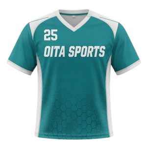 Maillot de lacrosse unisexe bleu sarcelle et blanc en polyester, coupe athlétique, léger, vêtements de sport pour l'entraînement et les matchs - Product Image 1