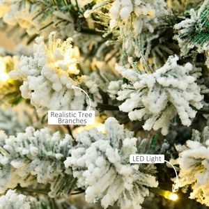 6 ft Pre-Lit Slim Douglas Fir <b>Artificial</b> Christmas <b>Tree</b> 250 LED Lights 462 Tips Realistic Branches 6 ft Snow-Flocked Christmas - Product Image 4