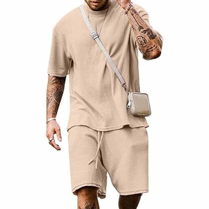 Ensemble short et t-shirt pour homme, effet délavé, 100% coton, logo personnalisé - Product Image 6