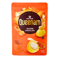 Dragées de chocolat multicolores Queenam de qualité supérieure, fabrication directe HALAL OEM/ODM, amandes et noix de cajou enrobées de shichimi, 75g