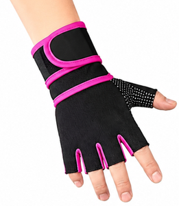 Breathable PU <b>Half</b> Finger Gym Gloves Pink Mesh Non <b>Slip</b> Weight Lifting Training Pull on Unisex Fitness Equipment - Product Image 2