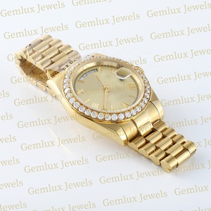 High Quality Roman Dial Round Bezel Diamond D VVS Moissanite Diamond Stainless Steel Diamond <b>Watch</b> <b>For</b> <b>Men's</b> - Product Image 4