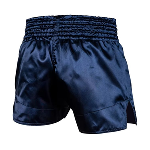 Pantalones Cortos de Muay Thai Azul Marino Satinados, Pantalones Profesionales de Kickboxing con Cintura Ancha, Equipamiento Deportivo, Pantalones Cortos Personalizados - Product Image 2