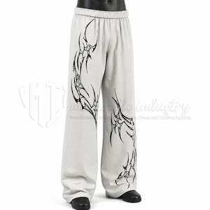 <b>Mens</b> Custom <b>Wide</b> <b>Leg</b> 100% Cotton Eco-Friendly Breathable Sweatpants Graphic Print Baggy Jogger Pants Streetwear <b>Trousers</b> - Product Image 3