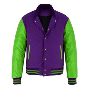 Veste universitaire vierge personnalisable en gros, corps en laine avec manches en cuir, OEM/ODM disponible - Product Image 1