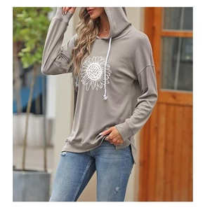 Service OEM – Sweat à capuche personnalisable pour femme, 100 % coton, manches longues, col tombant, imprimé, confortable, hiver - Product Image 3