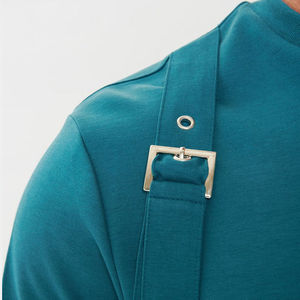 Camiseta de Punto para Hombre, Cuello Alto, Color Sólido, Ecológica, de Secado Rápido, Transpirable, Corte Regular, Informal, de Algodón, Color Verde Azulado - Product Image 5