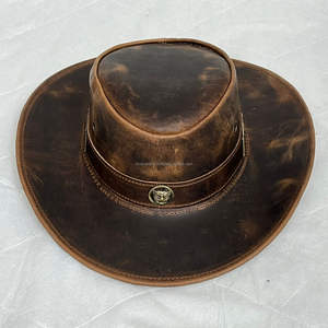 Chapeau de cowboy western robuste en cuir de vachette pleine fleur, durable, élégant et parfait pour les aventures en plein air, look western, chapeaux pour hommes et femmes - Product Image 4