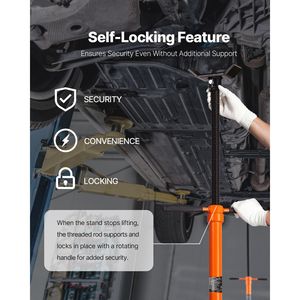 Supporto Sottocarro con Capacità di 3/4 Tonnellate, Vite Filettata Autobloccante, per Sollevamento Auto da 52.8 a 76 Pollici - Product Image 2