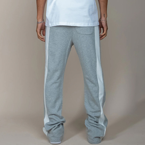 Pantalon évasé tendance pour homme, broderie personnalisée, léger, color block, joggers évasés, pantalon de survêtement empilé - Product Image 6