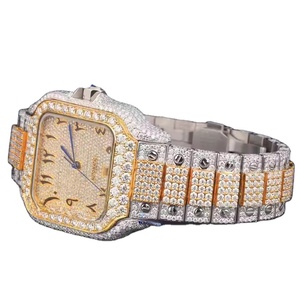 Reloj de Lujo con Diamantes de Imitación, Moissanita y Cuarzo, con Correa de Acero Inoxidable, Estilo Hip Hop, Resistente al Agua - Product Image 1