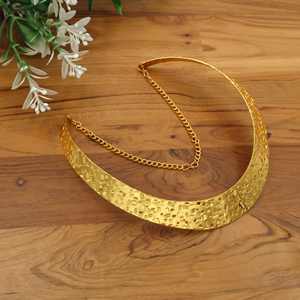 Collier ras du cou large en acier inoxydable doré pour femme, style bib, résistant au ternissement, bijoux de mode - Product Image 4
