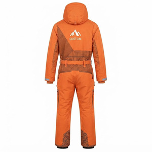 Combinaison de ski imperméable et coupe-vent à capuche avec fermeture éclair, logo personnalisé imprimé, pour homme et femme, hiver, extérieur, snowboard, polyester - Product Image 2