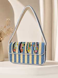 Bolso de Hombro Tejido a Mano con Cuentas en Forma de Pez |   Bolso de Viaje Ligero Estilo Bohemio Inspirado en la Costa Oceánica Shah Saloni - Product Image 4