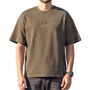 เสื้อยืดโอเวอร์ไซส์ทรงหลวม ดีไซน์ไหล่ตก พิมพ์โลโก้แบบวินเทจ ผ้าคอตตอน 100% หนาแน่น น้ำหนักมาก ไซส์พลัส สำหรับผู้ชาย สไตล์สตรีทแวร์ ยูนิเซ็กส์ - Product Image 1