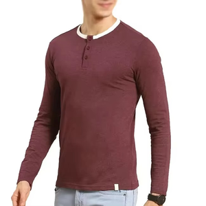 <b>Men</b> Henley T <b>Shirt</b> Long Sleeve 100% Cotton Breathable Quick Dry Regular Fit Solid Casual Tee - Product Image 6