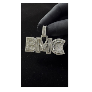 BMC Custom Iced Out Pendant <b>Necklace</b> Baguette CZ Diamond Hip Hop Bling Name Charm Luxury Statement Jewelry Gift Luxe - Product Image 2