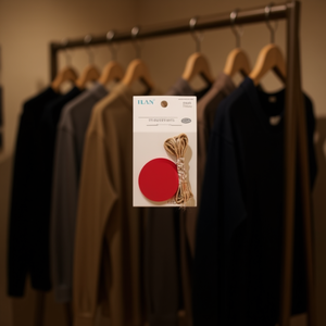 Etichette pendenti Ilan rotonde rosse da 5 cm con cordino per etichettatura di abbigliamento, 12 pezzi - Product Image 2