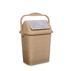 Contenedor de Basura Rectangular de Plástico de 14 L con Tapa Abatible y Asa de Transporte, Cubo de Basura para Interiores y Exteriores, para el Hogar, Baño y Cocina - Product Image 1