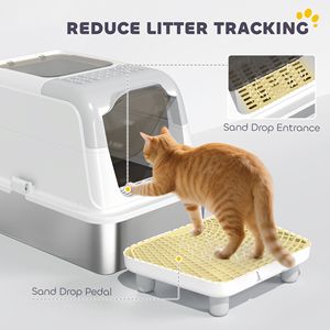Lettiera per Gatti XL Extra Large in Acciaio Inossidabile Chiusa con Paletta Facile da Pulire, Sacchetto Deodorante e Pedale per il Contenimento della Sabbia per Animali Domestici - Product Image 6