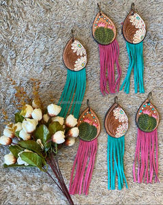 Porte-clés à pampilles turquoise en cuir de vachette usiné à la main Porte-clés personnalisé en cuir véritable souple peint à la main pour un usage multiple - Product Image 4