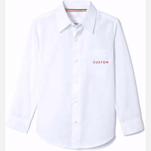 Camisa de Vestir para Niños con Cuello Expandible y Botones, 55% Algodón, 45% Poliéster, Manga Larga, Uniforme Escolar - Product Image 1