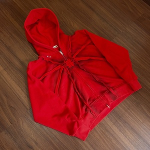 Sudadera con capucha de algodón pesado con cremallera y borde sin rematar, panel web 3D personalizado, de gran venta - Product Image 3