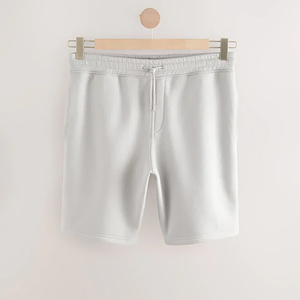 กางเกงขาสั้นผู้ชายผ้าฝ้ายสีทึบเอวยางยืดลำลองเอวกลางสีเทา - Product Image 2