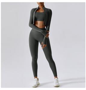 Ensemble de sport 2 pièces pour femme avec logo personnalisé, en Spandex/Polyester, respirant, écologique, recyclable, effet push-up, pour le yoga et le fitness - Product Image 5