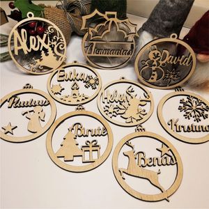 Wholesale Custom Wooden Christmas <b>Tree</b> <b>Ornament</b> Laser Engraved Hanging Bauble Holiday <b>Tree</b> Decor Rustic New Year Party Decor - Product Image 6