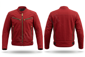 เสื้อแจ็คเก็ตมอเตอร์ไซค์ผ้าฝ้าย 100% ดีไซน์ทันสมัย พร้อมซิปสีทอง วัสดุผ้าแคนวาสทนทาน เสื้อผ้าลำลองเพื่อความปลอดภัยสำหรับขี่มอเตอร์ไซค์ - Product Image 5