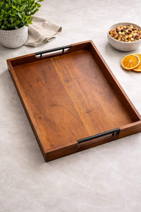 Plateau de service rectangulaire en bois moderne de haute qualité fait à la main et plateau décoratif pour la cuisine, la salle à manger, la table basse, la décoration de la maison - Product Image 2