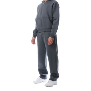 Ensemble de survêtement décontracté pour homme avec capuche, sweat-shirt à fermeture éclair intégrale et pantalon de jogging, 100 % coton, couleur unie, vêtements de sport, streetwear - Product Image 5